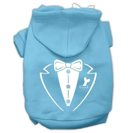Tuxedo Screen Print Pet Hoodies Baby Blue Size Xs (8)